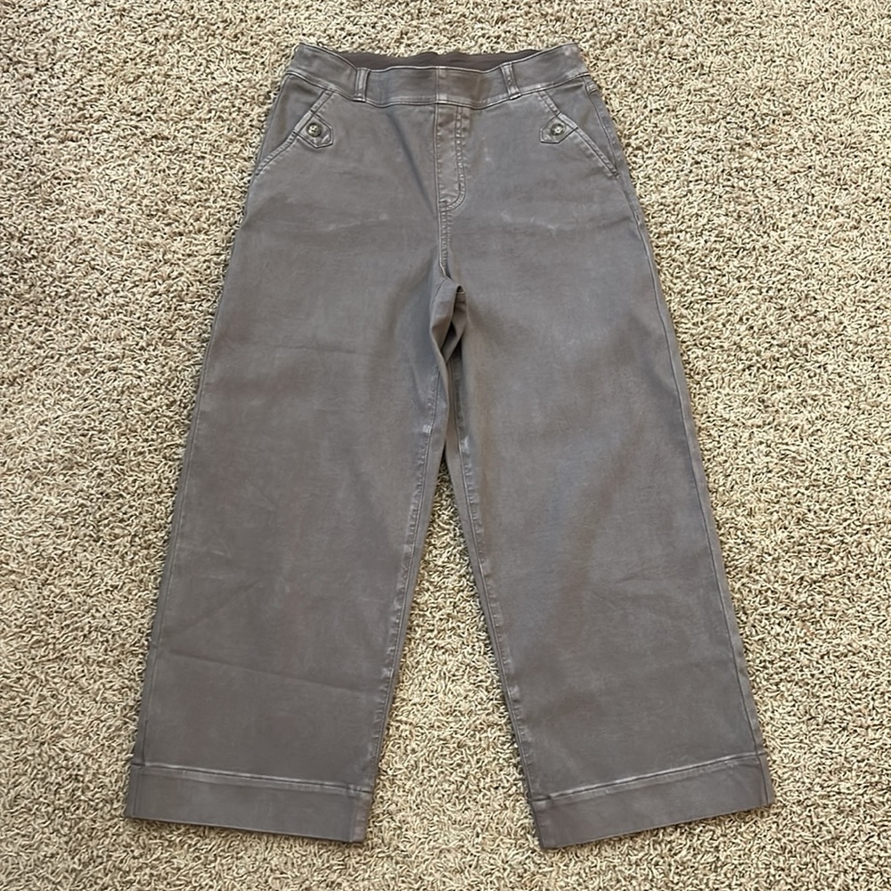 Spanx stretch twill cropped wide leg pants